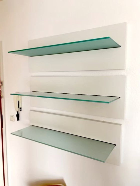 Image 1 of Molteni & C wall shelf with frosted glass, set of 3