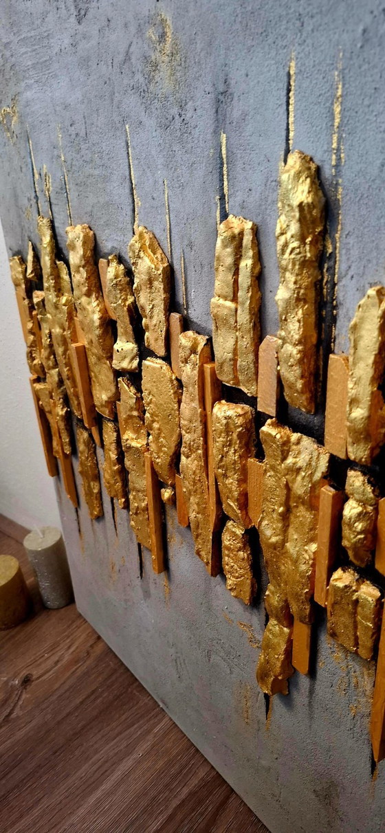Image 1 of Handmade Gold Abstract Painting – Luxury Wall Decoration
