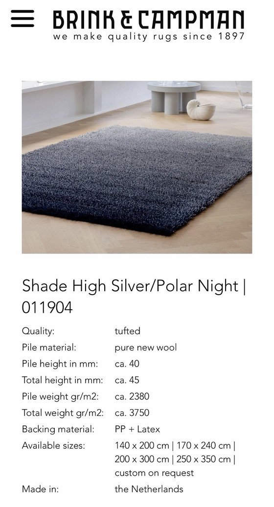 Brink en Campman rug Shade high Silver polar – Brink & Campman, Rugs & carpets, Wool (photo 6 of 7)