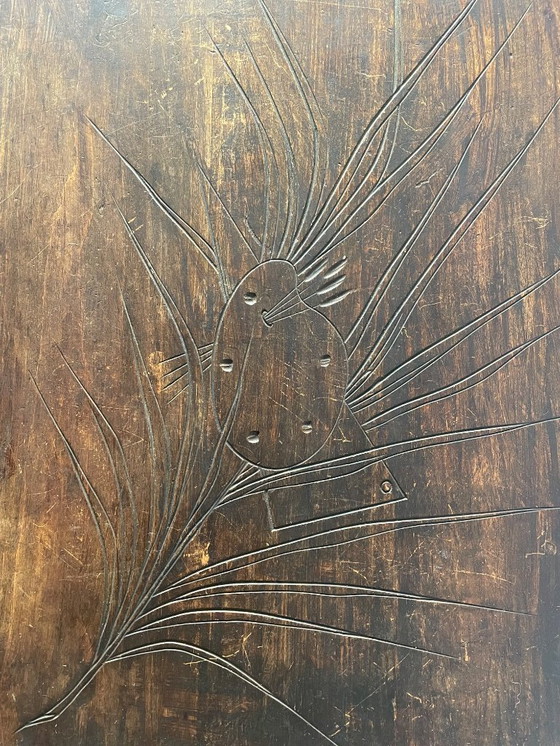 Image 1 of Geschnitzter Beistelltisch aus Holz im Jugendstil, Frankreich, frühes 20. Jahrhundert