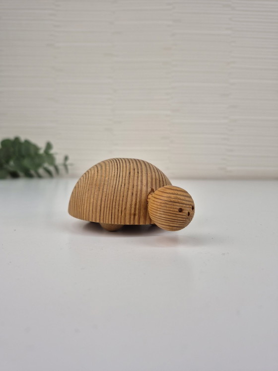 Tortue vintage Aarikka Finlande sur roues., Objets déco, Bois, Marron (photo 2 sur 9)