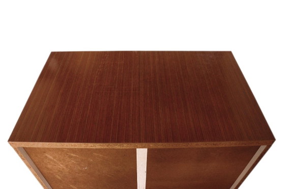Low Formica Buffet Cabinet, White and Dark Wood, W80xD47xH81cm, Vintage – Sideboard, Metal (photo 5 of 9)