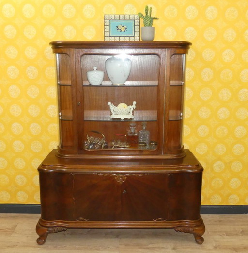 vitrine en verre courbé semi-circulaire, meuble de salon, vitrine, buffet haut Thummernicht, meuble à vaisselle en verre, meuble