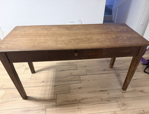 Table rustique vintage en bois massif de la fin du XIXe siècle – eettafels, Wood