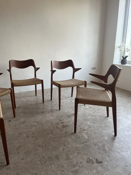 Image 1 of 5x Original "Niels Otto Møller Model 55" Armchair Teak Paper Cord J.L. Møllers!!