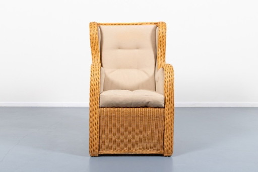 Vintage-Loungesessel aus Korbgeflecht im italienischen Design