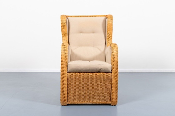 Image 1 of Vintage Italiaanse design fauteuil van riet