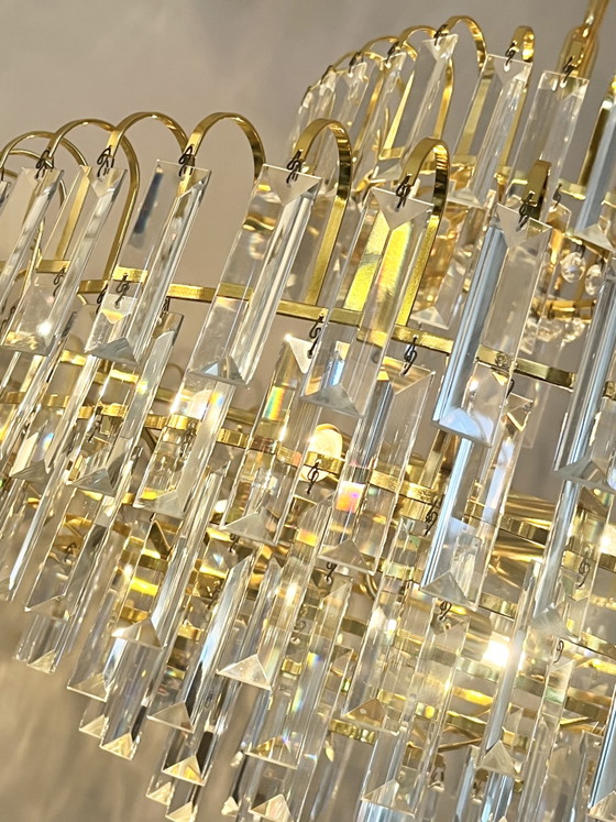 Lampadario in Cristallo Tagliato a Mano di Grandi Dimensioni Stile Mid-Century – Rame (photo 5 of 6)