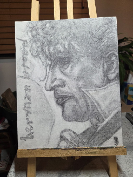 Image au crayon sur toile « Herman Brood »