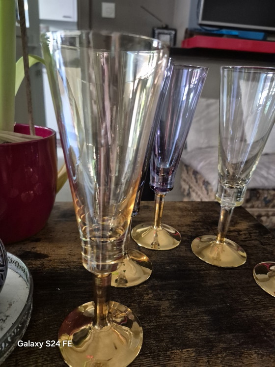 Image 1 of Cinco copas de champán de cristal modelo Nobel Sparkling Devil