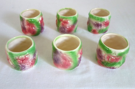 Image 1 of Servizio da tè 6 persone Barbotine Fruits vintage