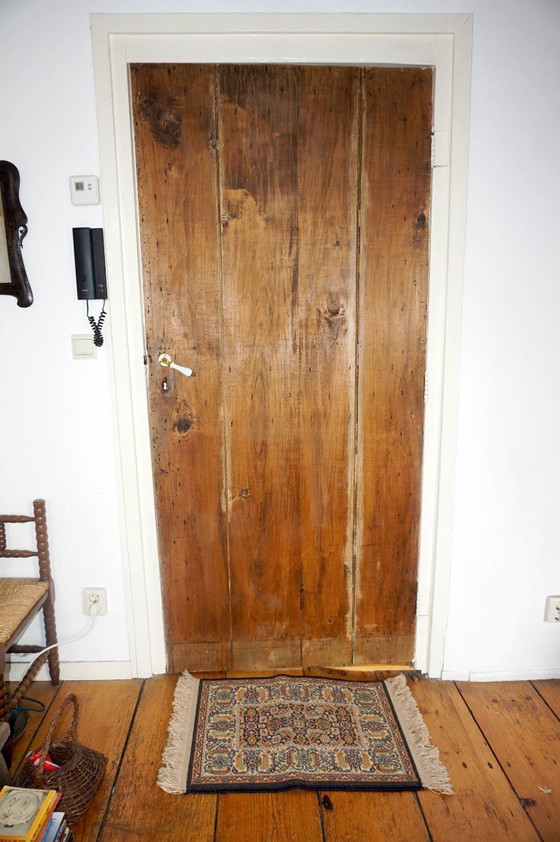 Image 1 of Vintage wollen vloerkleed * blauw veelkleurig klein tapijt * bloemen oosterse stijl * entree vloerkleed