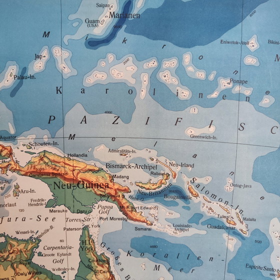 XXL Vintage School Map / Topography of Australia / 1950 – Wall decoration, Textile (photo 5 of 11)