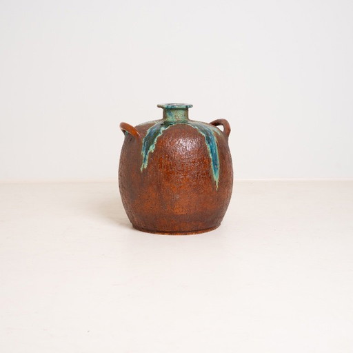 Large Handmade Ceramic Vase with Drip Glaze
