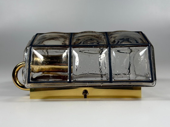 Image 1 of 60er 70er Jahre Wandlampe Wall Sconce Glashütte Limburg Germany Glas & Metall