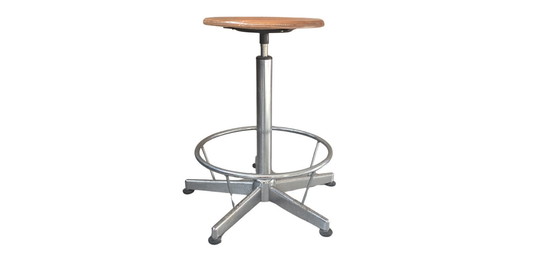Image 1 of Industrial Technical Stool in Wood and Metal (Adjustable)