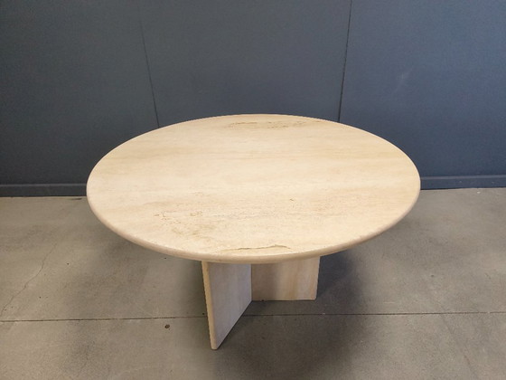 Image 1 of Round italian travertine dining table 1970s