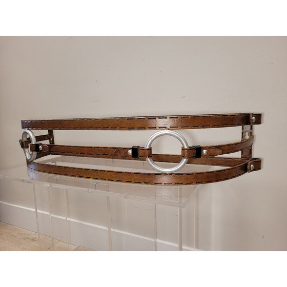 Image 1 of Vintage wrought iron floating console with glass top, France 1990