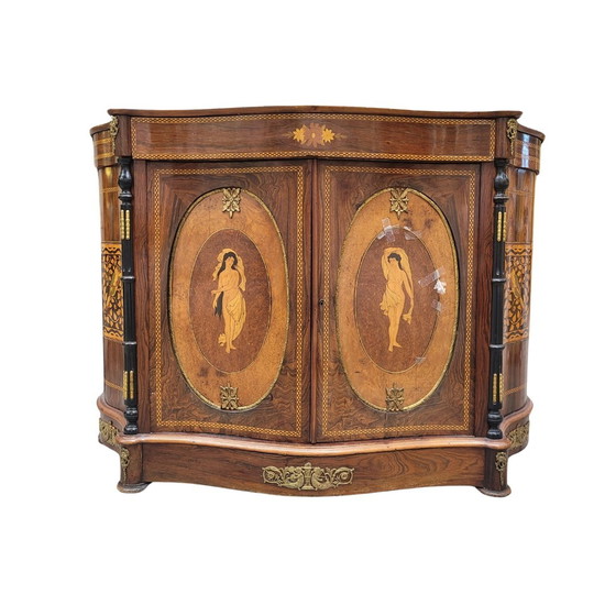 Image 1 of Mueble Entredós / Buffet / Credenza Escuela Catalana, Mármol Y Marquetería, S. Xx – Cataluña