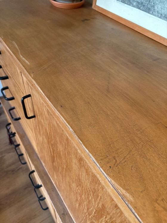 Image 1 of Twee Eiken Vintage Modernist Ladekasten Uit Drukkerij