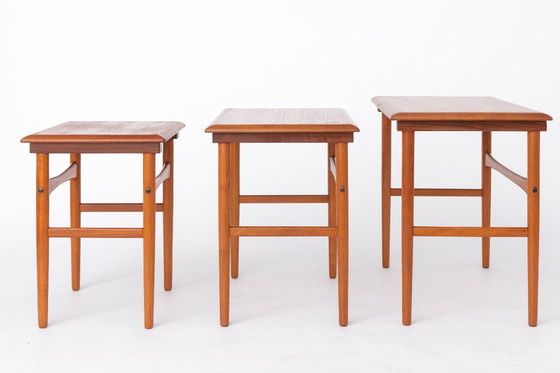 Image 1 of Set of 3 Teak Nesting Tables – 1970s Danish Mid-Century Modern Design, Vintage Side Tables, Scandinavian Teak Furniture