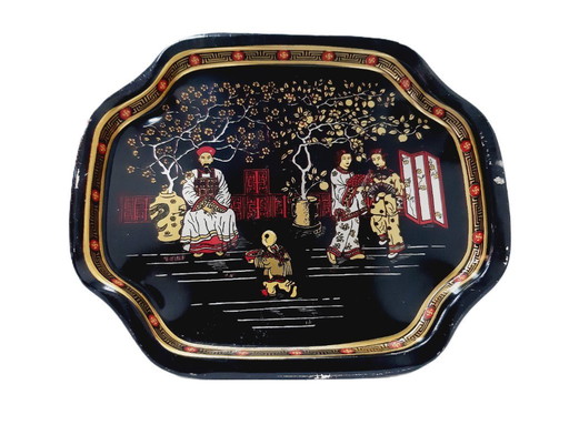 Vintage Chinese blikken schaal