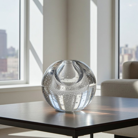 Image 1 of Vintage Oil Lamp Heavy Bubble Vase Paperweight 