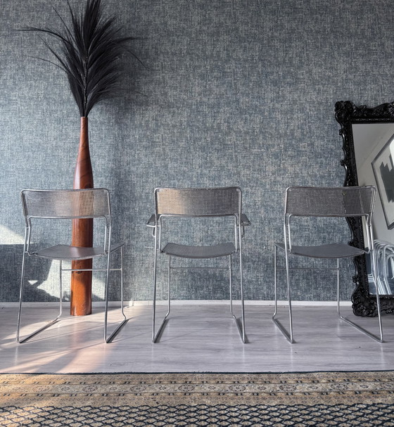 Image 1 of Juego de 3 sillas apilables cromadas "Sultana" de Arrben International, ca 80s