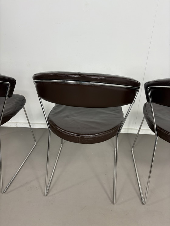4 sedie da pranzo vintage Calligaris in pelle marrone cioccolato – Leather, Metal (photo 7 of 10)