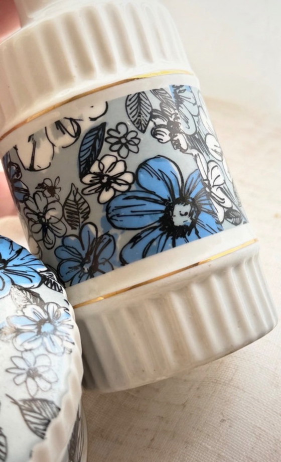 Image 1 of Floral ceramic vanity set, 1970s