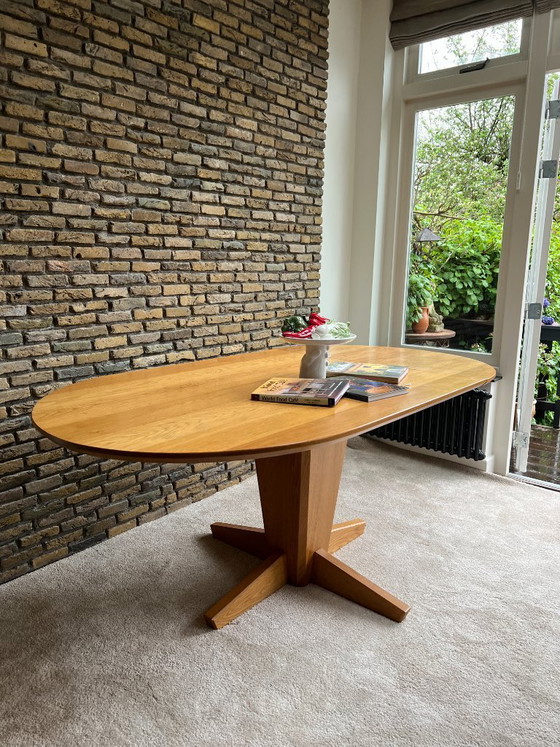 Image 1 of Danish oak dining table - Vintage Scandinavian design - drop-leaf