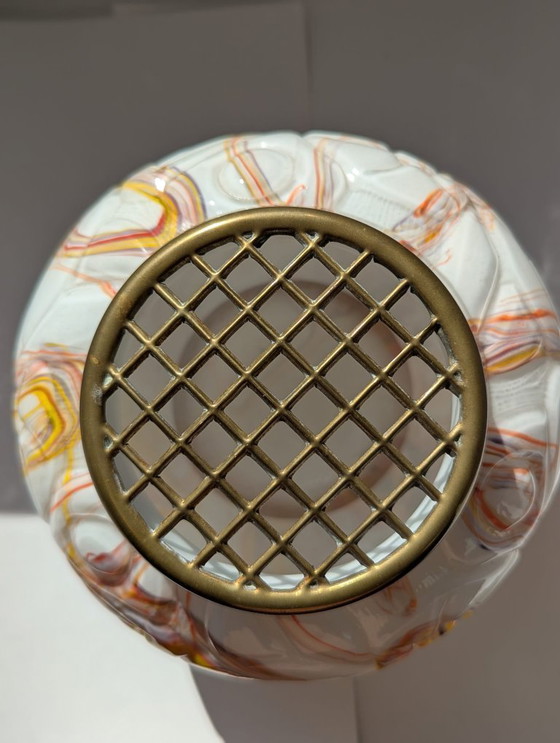 Image 1 of Jarrón bola art déco,Henri Heemskerk, vidrio y opalina, amarillo,púrpura, naranja, años 30