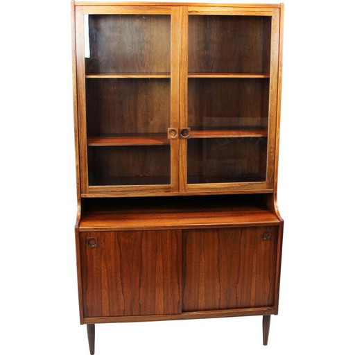 Vintage cabinet with glass doors in rosewood, Denmark 1960