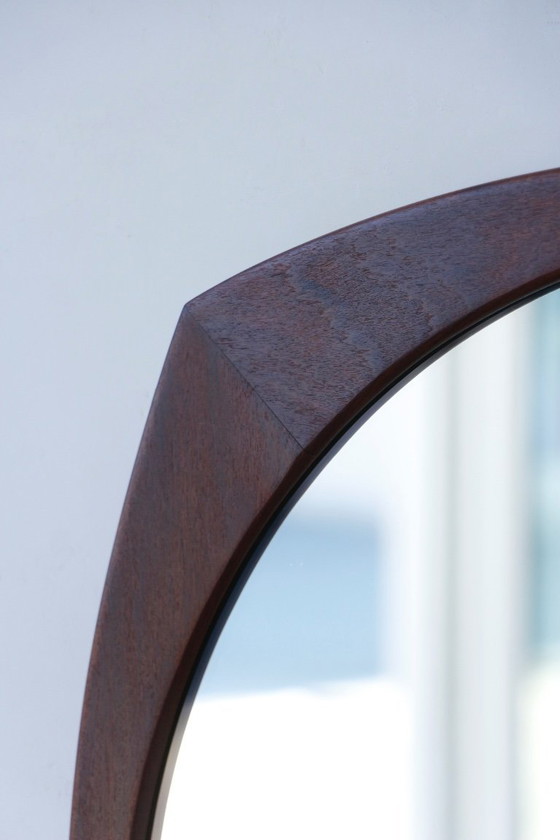 Image 1 of Vintage Round Mirror in Solid Teak - Scandinavian Design 1960