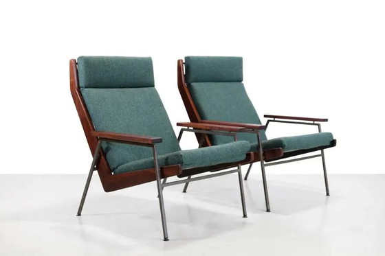 set of 2 Teak Rob Parry Lotus armchairs for Gelderland, 1960s – Wool, polished steel, Vintage (photo 3 of 7)