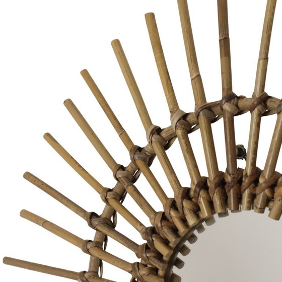 Mid Century Rotan en Bamboe Sunburst Spiegel Frankrijk 58cm – Rattan (photo 10 of 11)
