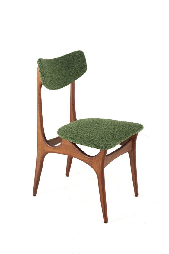 Image 1 of Set 4 vintage eetkamerstoelen stoelen gestoffeerd
