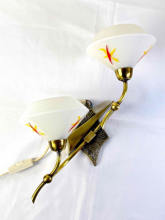 Image 1 of Lampada da parete organica in ottone di metà XX secolo, Francia