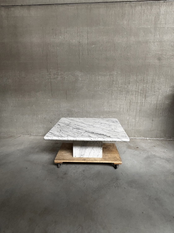 Image 1 of 1980s carrara marble coffee table 
