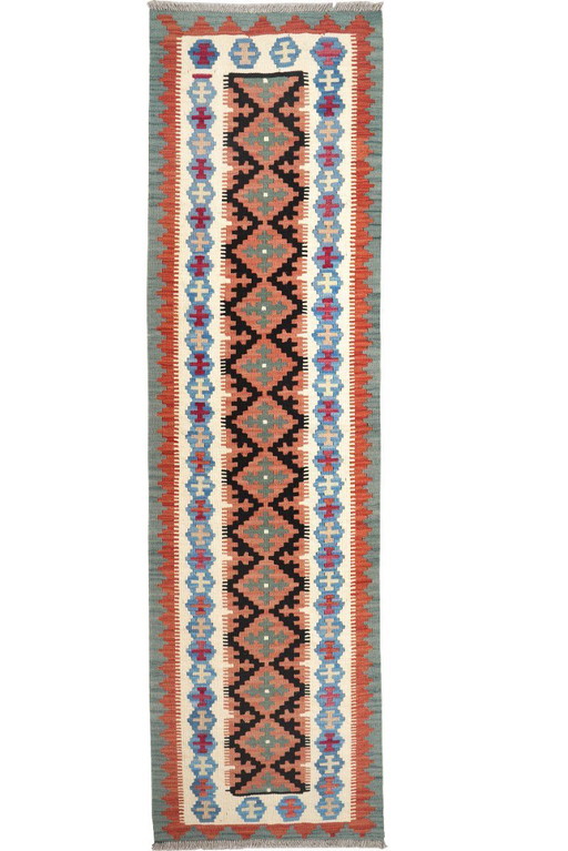 Kilim Gashgai tissé à la main 284 x 79 cm
