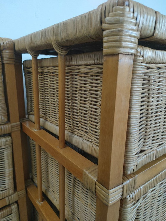 Image 1 of Set vintage jaren 70 rotan/riet/bamboe wandkastjes ladekasttes