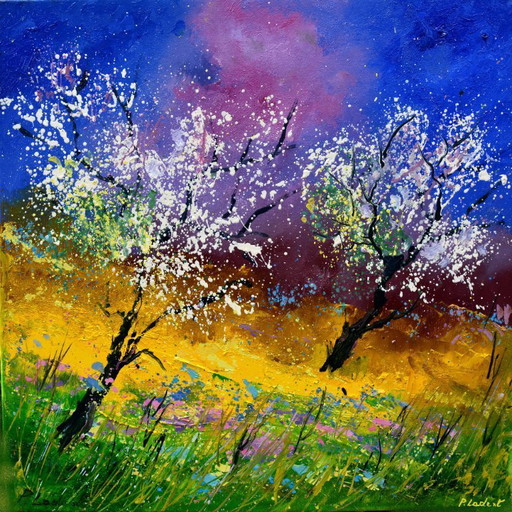 Two apple trees in spring