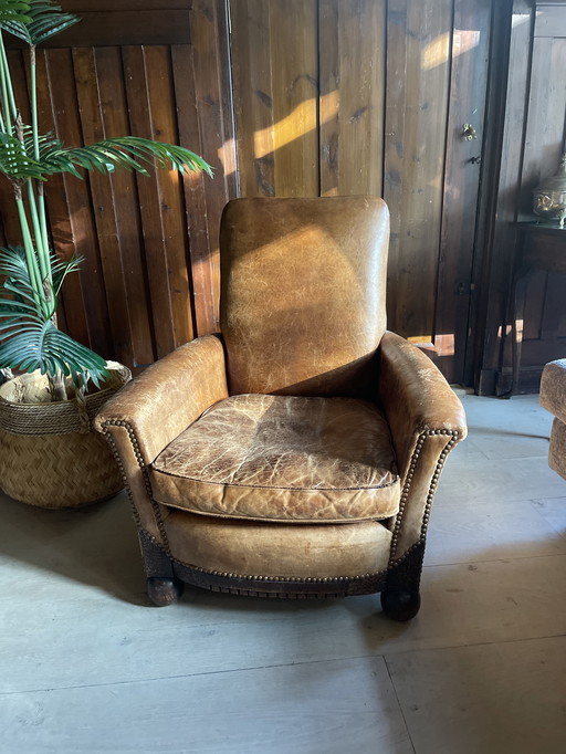 Lederen (kinder) stoel 