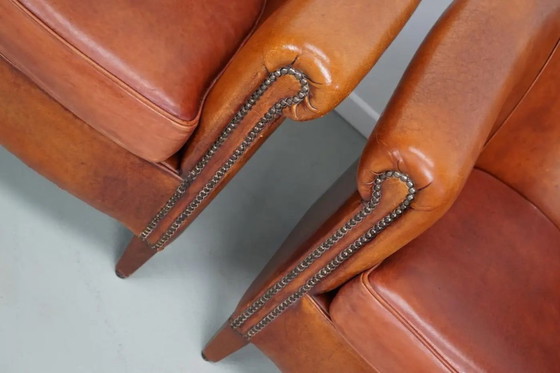 Image 1 of Vintage Nederlandse cognackleurige leren clubfauteuil, set van 2