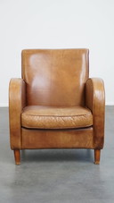 Design-Sessel Rindsleder in heller Cognacfarbe