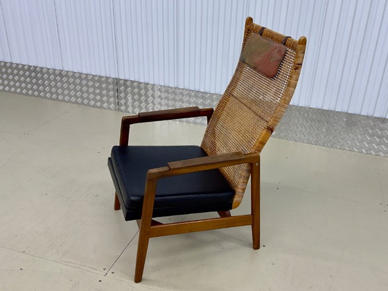 Vintage Set 2x Mid Century Design Fauteuils Muntendam Voor Gebr. Jonkers – gebroeders Jonkers, Rattan, Skai (photo 12 of 16)