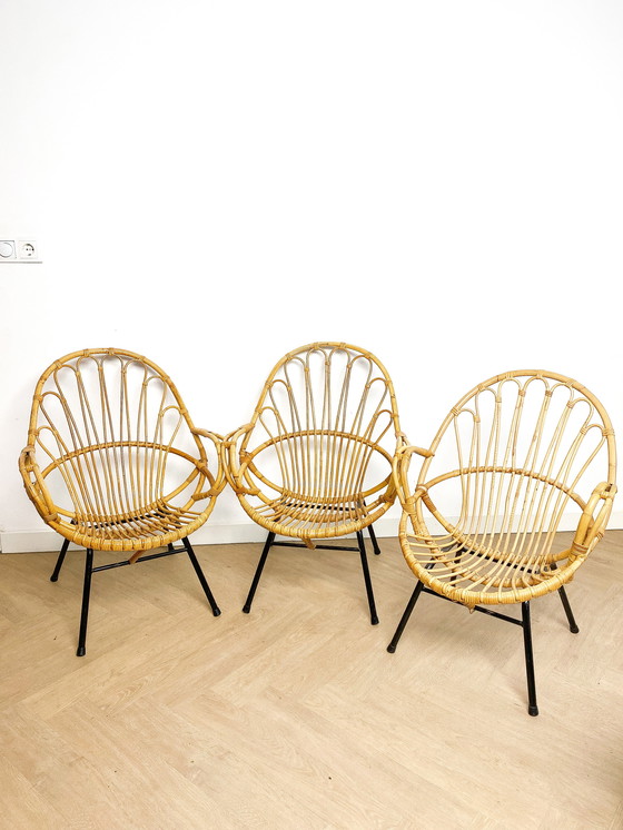 Image 1 of 3 X Rattan Rohe Noordwolde Stuhl