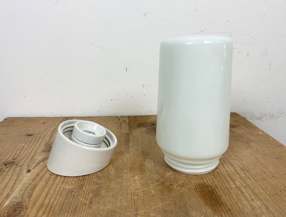 Image 1 of Vintage White Porcelain Wall Light with Milk Glass, 1970s