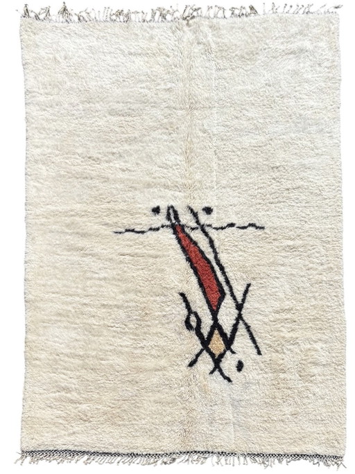 Tapis marocain blanc 200x310 cm, Tapis de salon intérieur moderne, Tapis marocain authentique