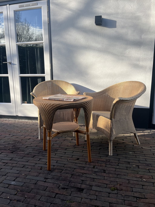 Ensemble de véranda/jardin Lloyd Loom (Vincent Sheppard) : 2 chaises et une table